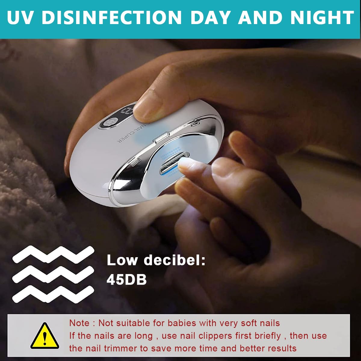 MAYCREATE Electric Nail Clipper with UV Light, USB Rechargeable Electric Nail Clipper with 3 Speeds Anti-splash Electric Nail Trimmer with Nail Dust Bin for Safe Electric Nail Clipper for Baby MAYCREATE Electric Nail Clipper with UV Light, USB Rechargeable Electric Nail Clipper with 3 Speeds Anti-splash Electric Nail Trimmer with Nail Dust Bin for Safe Electric Nail Clipper for Baby
